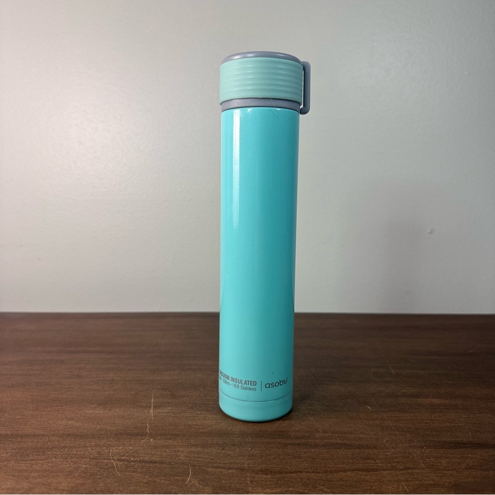 Asobu Skinny Mini Blue 8oz Water Bottle 230ml Stainless Steel